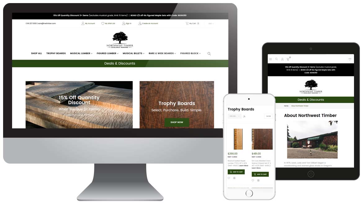 Northwest Timber Lumber - Oregon Website Magento Design